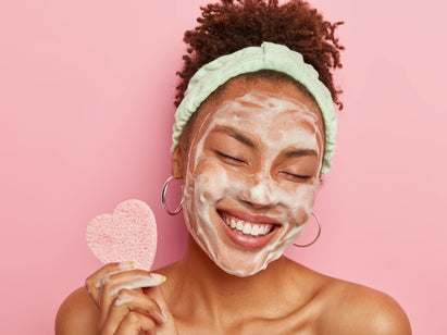 teen girl using face wash