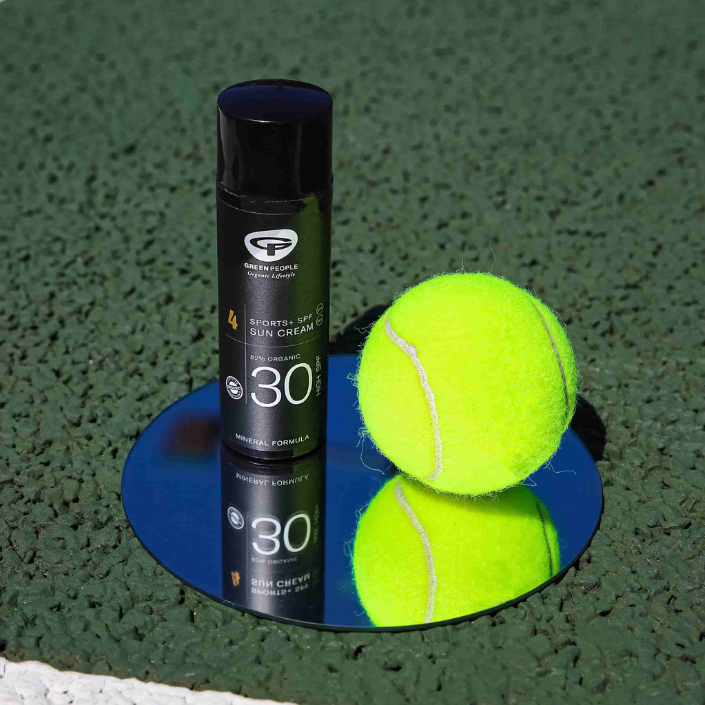 green people mineral sports+ spf30 sun cream 50ml with tennis ball