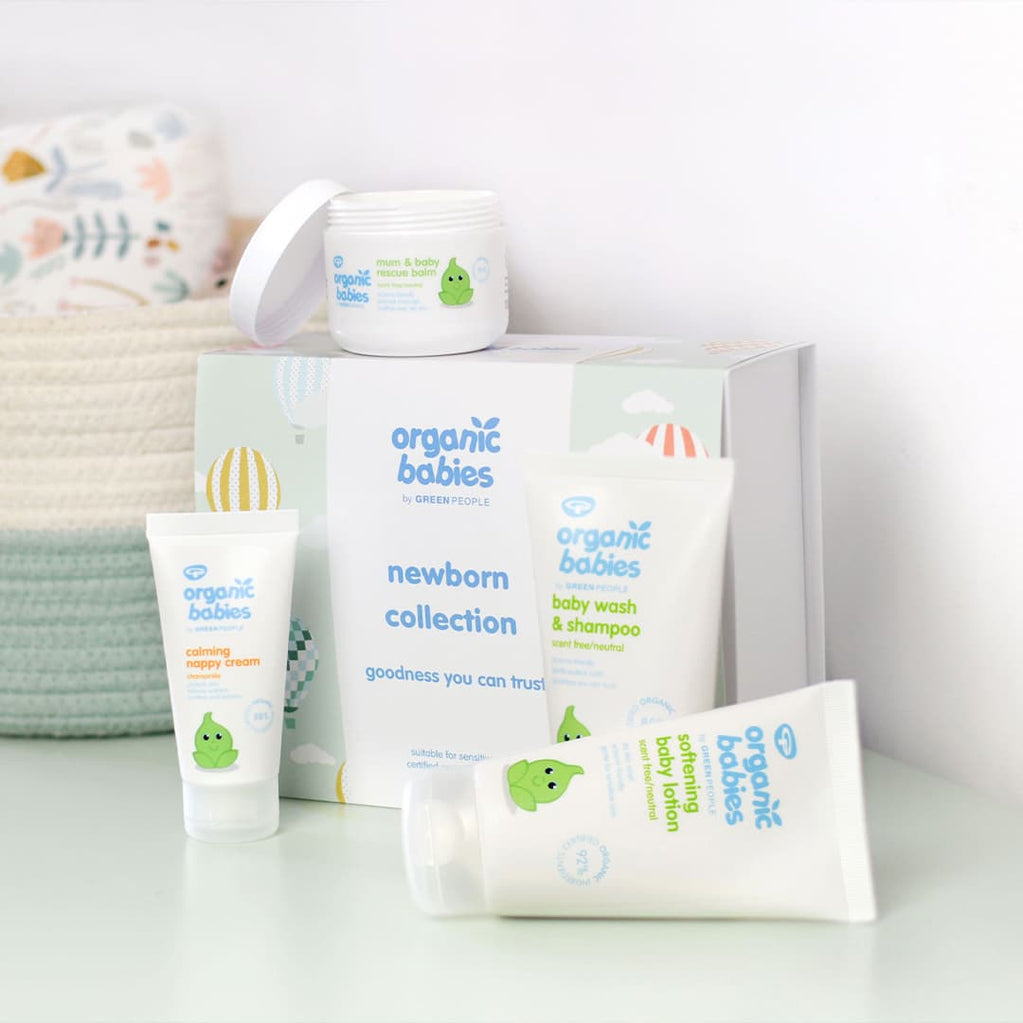 organic babies newborn collection with 4 baby products