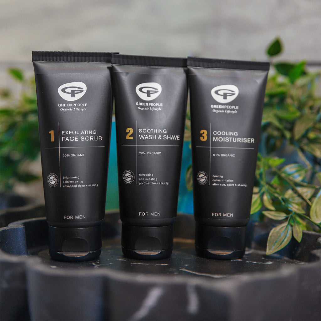 green people for men skin care routine