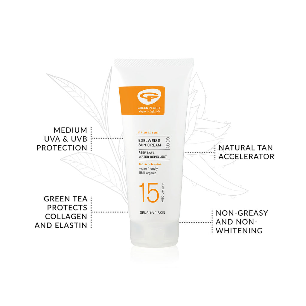 Edelweiss Sun Cream with Tan Accelerator - SPF15 100ml benefits